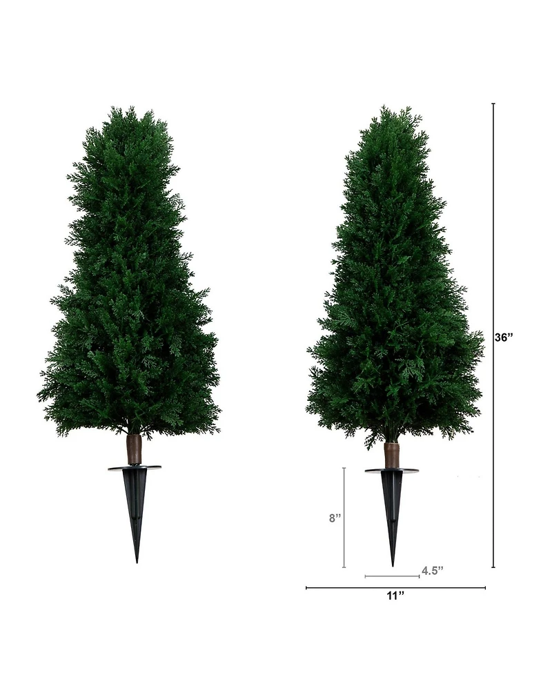 Nearly Natural 3ft. Uv Resistant Artificial Cedar Plant with Integrated Ground Stake Indoor/Outdoor - Set of 2