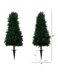 Nearly Natural 3ft. Uv Resistant Artificial Cedar Plant with Integrated Ground Stake Indoor/Outdoor - Set of 2