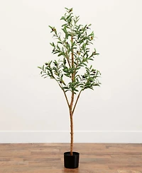 Nearly Natural 5ft. Artificial Olive Tree with Natural Trunk