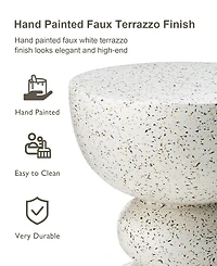 Glitzhome Multi-functional Faux Terrazzo Garden Stool or Plant Stand or Accent Table