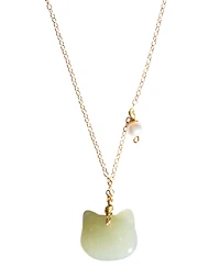 seree Choupette — Cat green jade pendant necklace