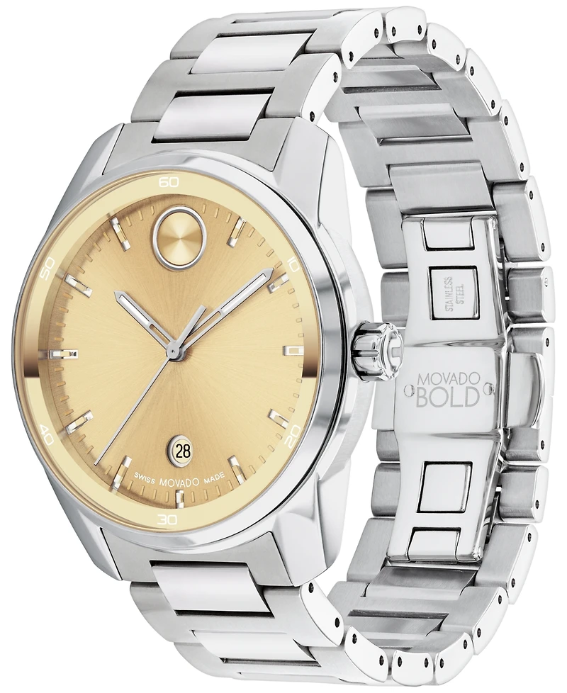 Movado Men's Swiss Bold Verso Stainless Steel Bracelet Watch 42mm