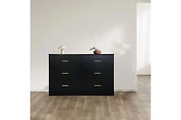 Streamdale Modern Black 6-Drawer Dresser, Amplified Storage