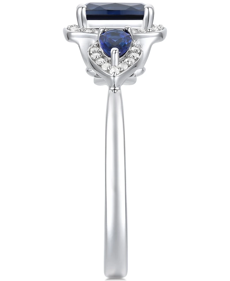 Amethyst (1-1/20 ct. t.w.) & Lab-Grown White Sapphire (1/6 Three Stone Halo Ring 14k Gold-Plated Sterling Silver (Also Additional Gems