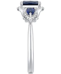 Amethyst (1-1/20 ct. t.w.) & Lab-Grown White Sapphire (1/6 Three Stone Halo Ring 14k Gold-Plated Sterling Silver (Also Additional Gems