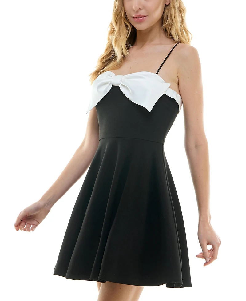 City Studios Juniors' Bow-Trim Fit & Flare Dress