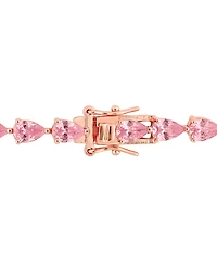 Lab-Grown Pink Sapphire Pear Shape Tennis Bracelet (13-1/2 ct. t.w.) in Rose-Plated Sterling Silver
