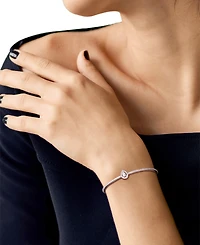 Moissanite Pear Halo Bolo Bracelet (3/4 ct. t.w.) in Sterling Silver
