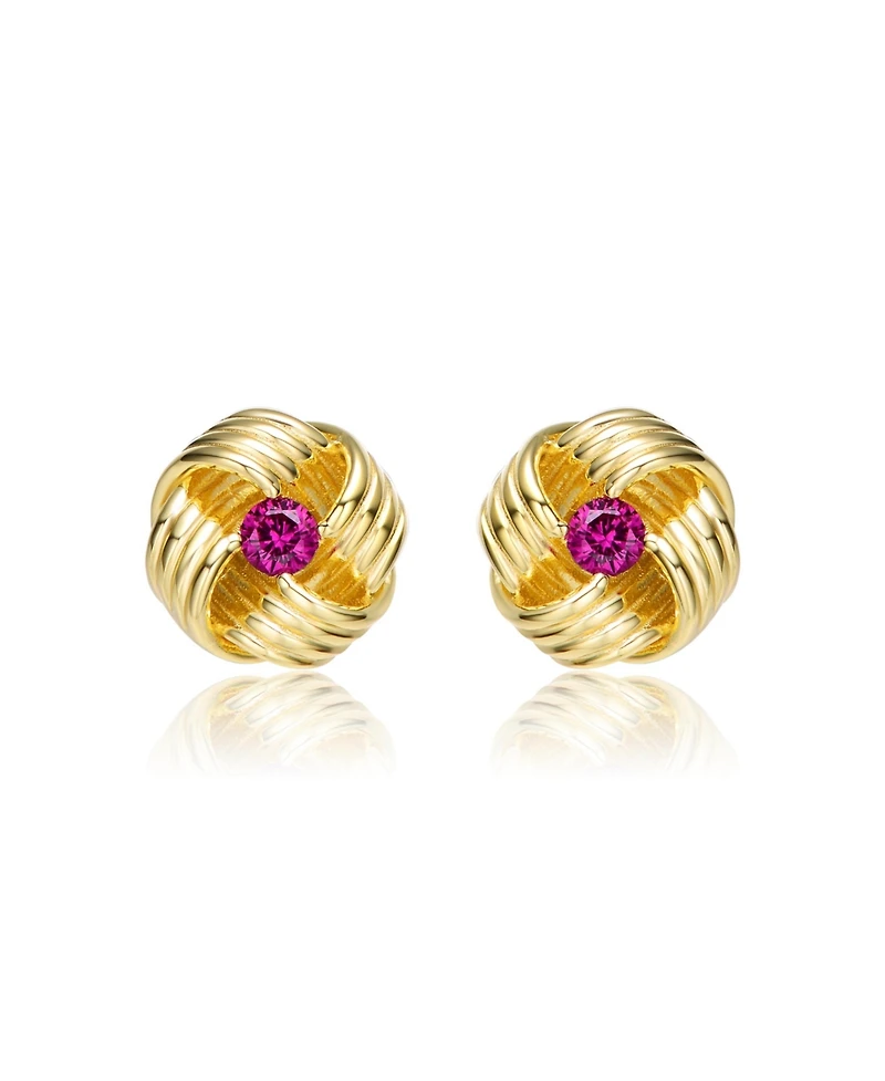 Sterling Silver with Cubic Zirconia Knot Bee Stud Earrings