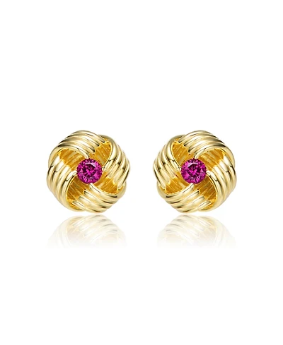 Sterling Silver with Cubic Zirconia Knot Bee Stud Earrings