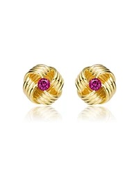 Sterling Silver with Cubic Zirconia Knot Bee Stud Earrings