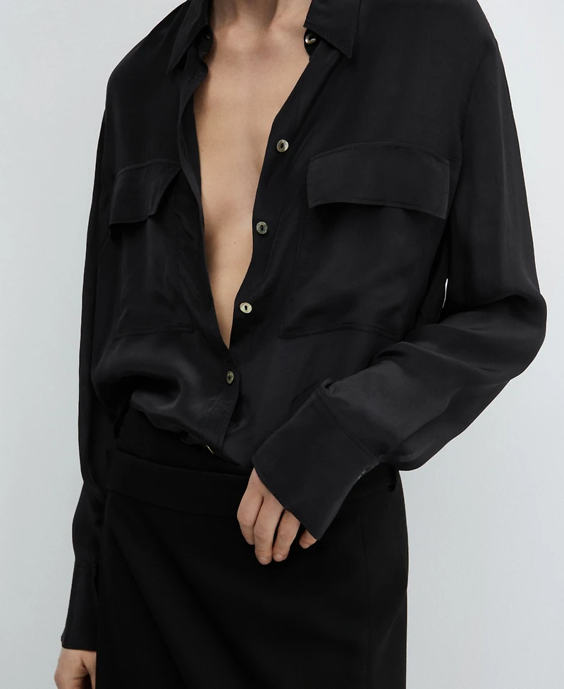 Mango Women's Pockets Flowy Shirt
