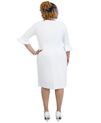 Kasper Kat Elbow-Sleeve Ruffled-Cuff Dress