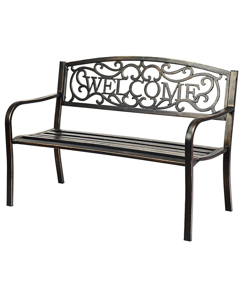 Sugift Garden Bench with Elegant Bronze Finish and Durable Metal Frame