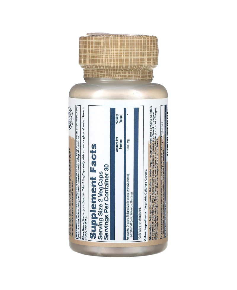 Solaray Fermented Shiitake Mushrooms - 60 VegCaps (500 mg per Capsule)