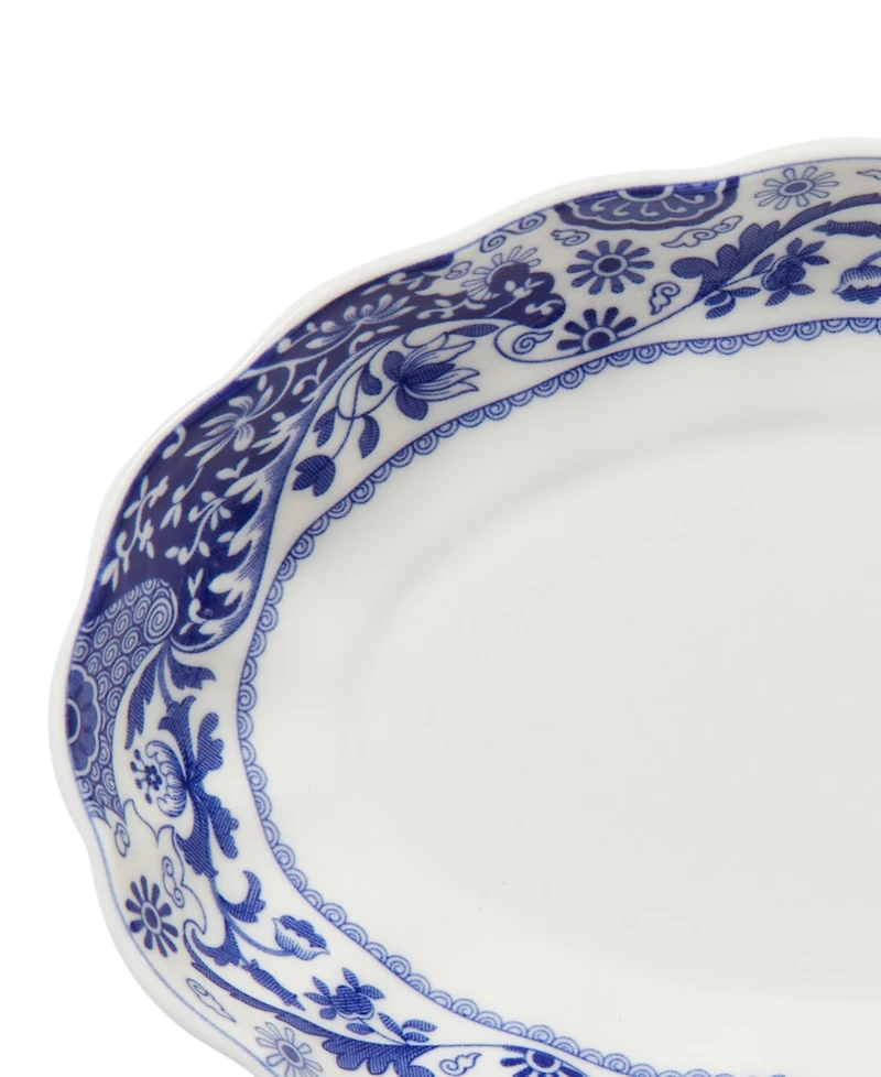 Spode Blue Italian Brocato Oval Fluted Dishes, Set of 2
