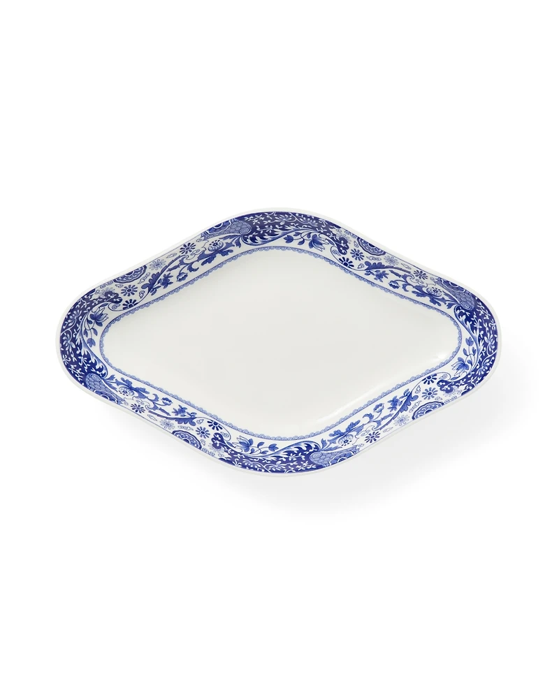 Spode Blue Italian Brocato Diamond Dishes, Set of 2