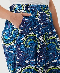 Ella Rafaella Plus Paisley Print High Rise Wide Leg Pant
