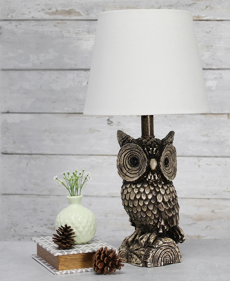 Simple Designs Woodland 19.85" Tall Contemporary Polyresin Night Owl Novelty Bedside Table Desk Lamp