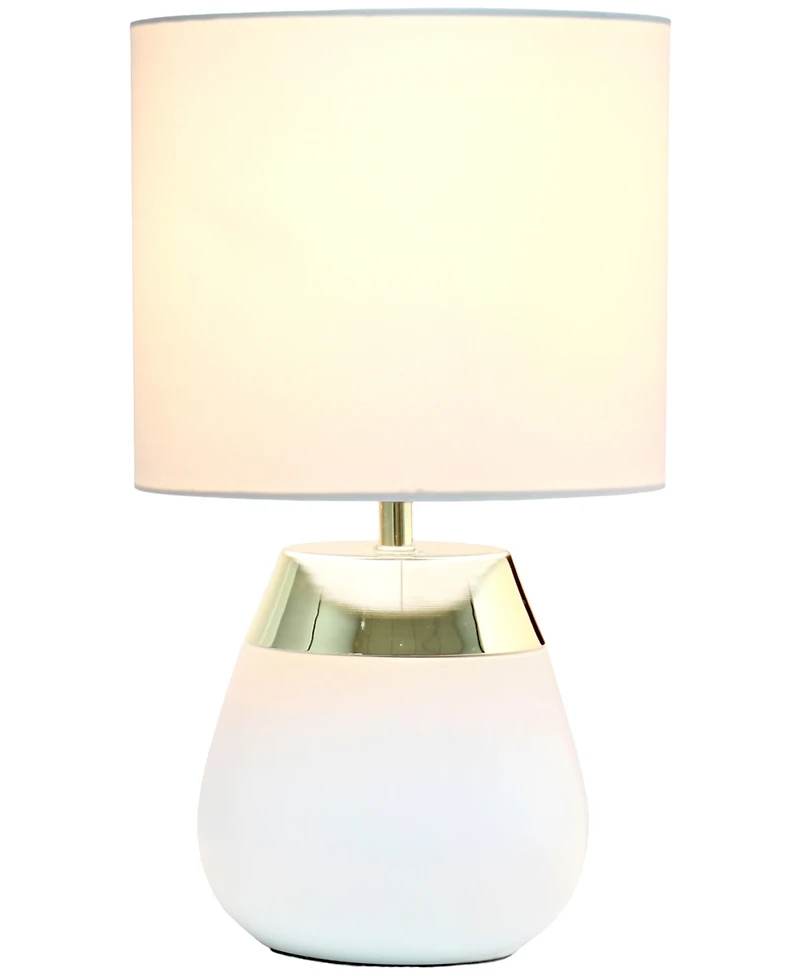 Simple Designs 14" Tall Modern Contemporary Two Toned Metallic Gold and White Metal Bedside Table Desk Lamp