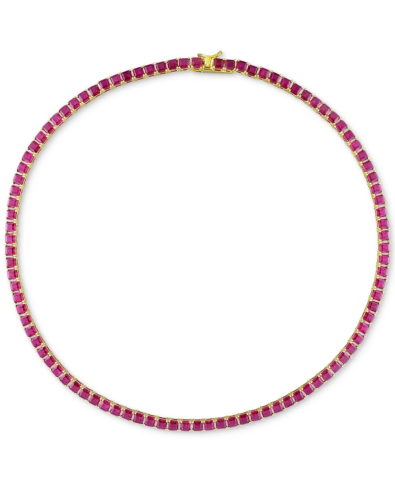 Lab-Grown Ruby 18" Tennis Necklace (48-1/2 ct. t.w.) in Gold-Plated Sterling Silver