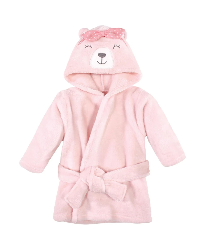 Hudson Baby Infant Girl Plush Bathrobe and Toy Set