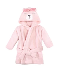Hudson Baby Infant Girl Plush Bathrobe and Toy Set