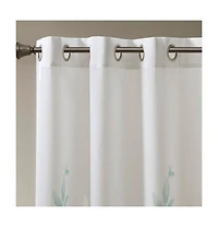 Cecily Burnout Printed sheer Window Curtain, 95 inches long Single Curtain Panel, Width 50 curtains for Bedroom and Living Room, Easy To H
