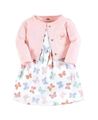 Hudson Baby Baby Girls Hudson Cotton Dress and Cardigan Set