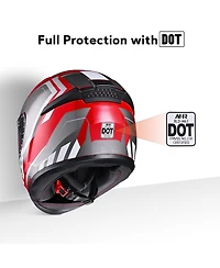 Ahr Run-F3 Full Face Motorcycle Helmet Dot Approved Removable Liner Street Bike S