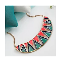 Sohi Women's White Zig-Zag Bar Necklace