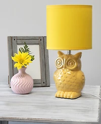Simple Designs 12.8" Tall Contemporary Ceramic Owl Bedside Table Desk Lamp with Matching Fabric Shade