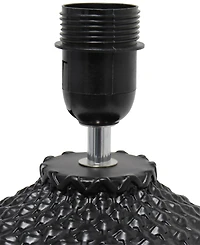 Simple Designs 20.4" Tall Traditional Ceramic Purled Texture Bedside Table Desk Lamp with White Fabric Drum Shade