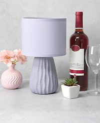 Simple Designs 11.02" Traditional Mini Modern Ceramic Texture Pastel Accent Bedside Table Desk Lamp with Matching Fabric Shade