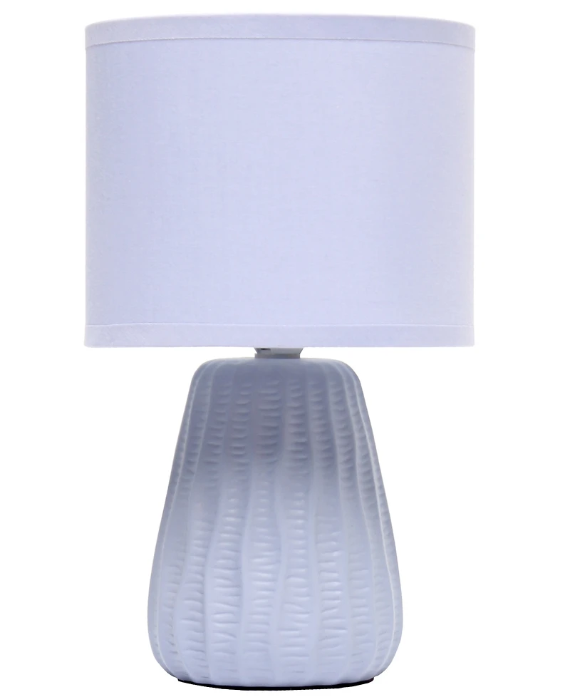 Simple Designs 11.02" Traditional Mini Modern Ceramic Texture Pastel Accent Bedside Table Desk Lamp with Matching Fabric Shade