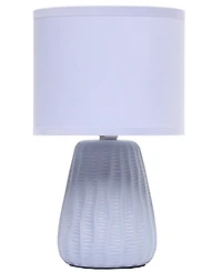 Simple Designs 11.02" Traditional Mini Modern Ceramic Texture Pastel Accent Bedside Table Desk Lamp with Matching Fabric Shade