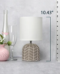 Simple Designs 10.43" Petite Contemporary Webbed Waves Base Bedside Table Desk Lamp with White Fabric Drum Shade