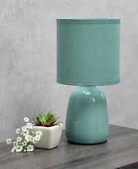 Simple Designs 10.04" Tall Traditional Ceramic Thimble Base Bedside Table Desk Lamp with Matching Fabric Shade