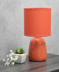 Simple Designs 10.04" Tall Traditional Ceramic Thimble Base Bedside Table Desk Lamp with Matching Fabric Shade