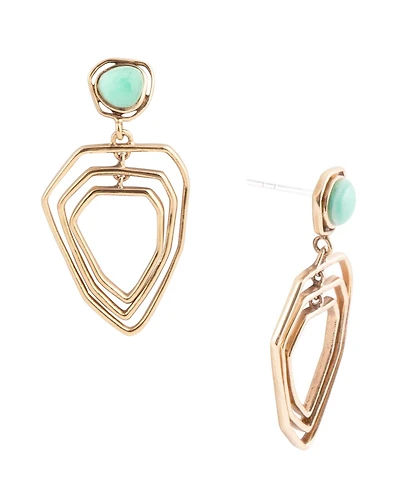 Barse Genuine Chrysoprase Golden Bronze Abstract Drop Earrings