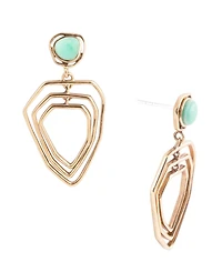 Barse Genuine Chrysoprase Golden Bronze Abstract Drop Earrings