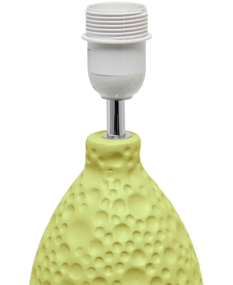 Creekwood Home Essentix 14.17" Traditional Ceramic Textured Thumbprint Tear Drop Shaped Table Desk Lamp