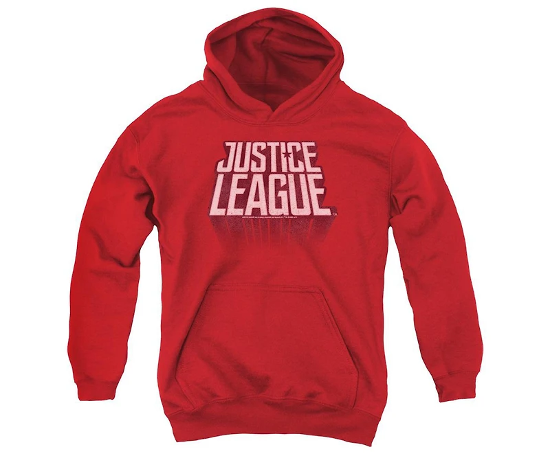 Justice League Movie Youth Distressed Pull Over Hoodie / Hooded Sweatshirt