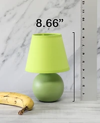 Creekwood Home Nauru 8.66" Traditional Petite Ceramic Orb Bedside Table Desk Lamp Two Pack Set, Tapered Drum Fabric Shade