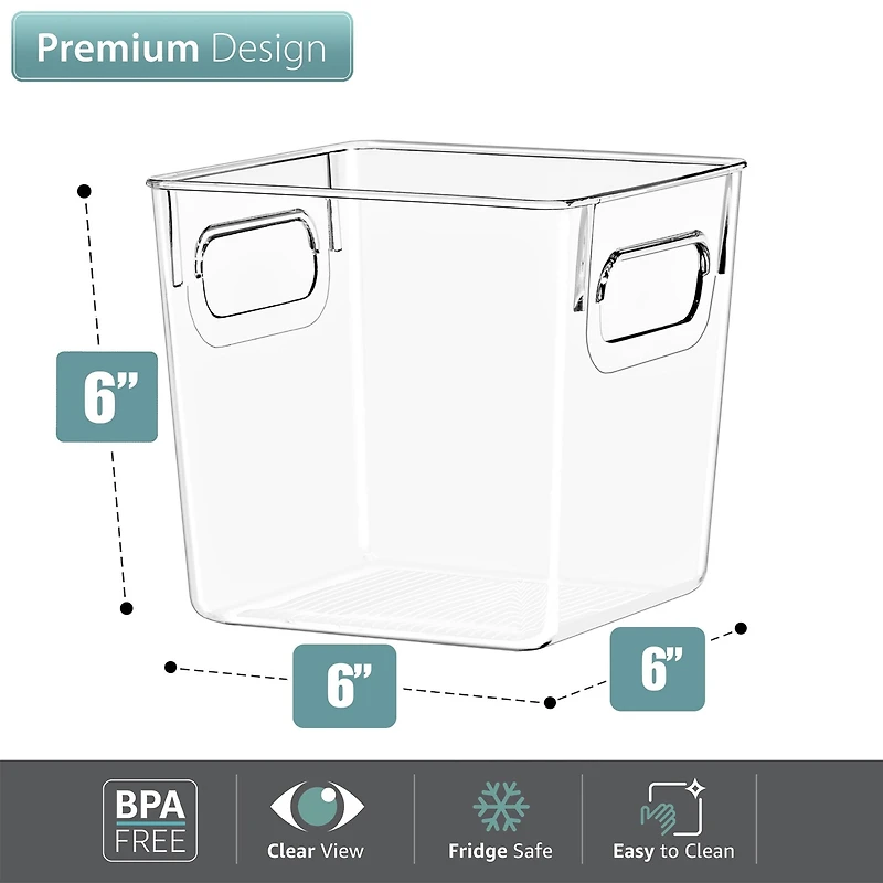Sorbus 8 Pack Small Clear Storage Bins with Handles - for Kitchen, Cabinet Organizer, Pantry & Refrigerator