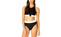 Coppersuit Women's Colorblock Zip Longline Bra Swim Top