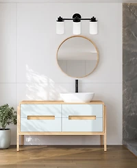 Lalia Home Essentix Contemporary Three Light Metal and Opaque White Glass Shade Vanity Uplight Downlight Wall Mounted Fixture