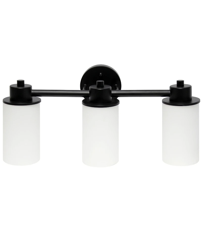 Lalia Home Essentix Contemporary Three Light Metal and Opaque White Glass Shade Vanity Uplight Downlight Wall Mounted Fixture
