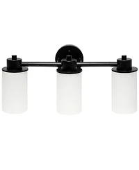 Lalia Home Essentix Contemporary Three Light Metal and Opaque White Glass Shade Vanity Uplight Downlight Wall Mounted Fixture