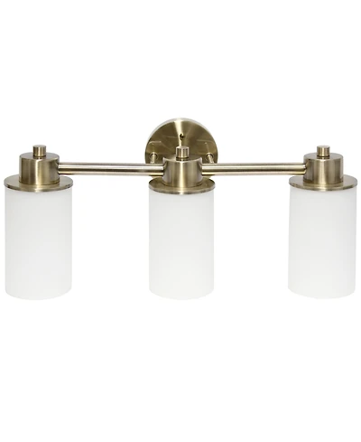 Lalia Home Essentix Contemporary Three Light Metal and Opaque White Glass Shade Vanity Uplight Downlight Wall Mounted Fixture
